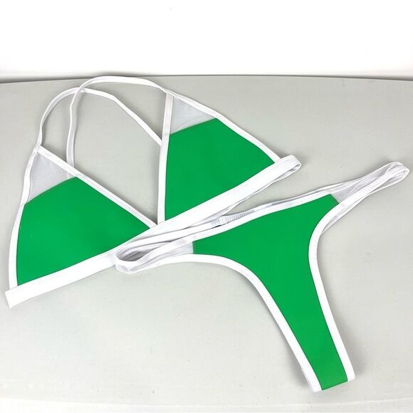 NEW Hoaka Swimwear Weslie Green Neoprene Bikini Set Size XL/XXL - Picture 1 of 9